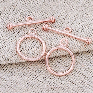 2 of 925 Sterling Silver Rose Gold  Vermeil Style Toggles 11 mm.  :pg0252