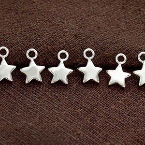925 スターリングシルバー スターチャーム 6.5 mm、小さなチャーム 6 個 :tk0181