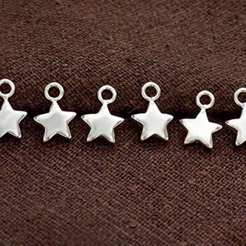 4 of 925 Sterling Silver Star Charms 8x11 Mm. tm0239 Etsy