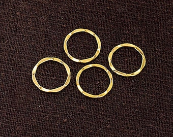 4 of 925 Sterling Silver Gold Vermeil Style Hammered Circle Closed Rings 11.5mm.   :vm1224