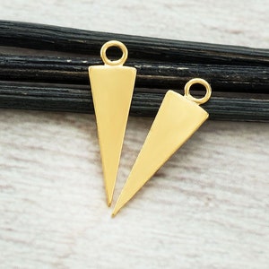 2 of 925 Sterling Silver  Gold Vermeil Style Triangle Charms 5.5x17 mm.  :vm1582