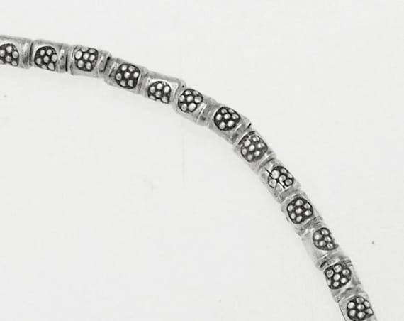 60 of Karen Hill Tribe Silver Daisy Printed Spacer Beads 2.2 X 3.2