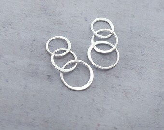 4 of 925 Sterling Silver Three-link Circle Rings Charms 4 of 925 Sterling Silver Three-link Circle Rings Charms