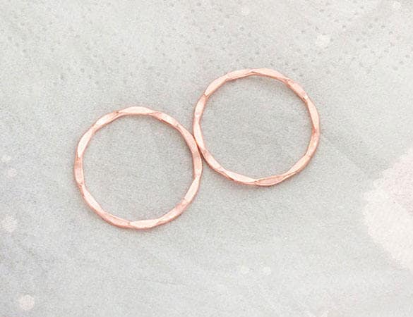 2 of 925 Sterling Silver Rose Gold Vermeil Style Hammered Circle Closed ...