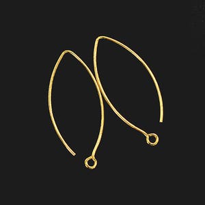 May include: A pair of gold-toned earring hooks. The hooks are made of metal and have a smooth, polished finish.