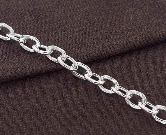 7 Inches of Karen Hill Tribe Silver Hammered Oval Opened