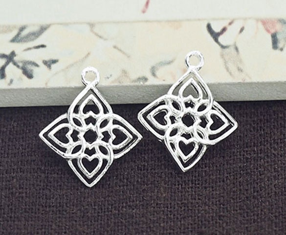 WithLoveSilver 925 Sterling Silver Heart Blooming Bud Flower Pendant - Dainty Leaf Design, 3.65g - View #4