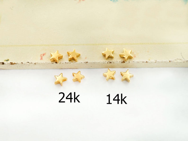 4 of Sterling Silver Gold Vermeil Style Star Beads 5mm :vm0859