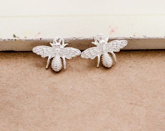 2 of 925 Sterling Silver Bee Charms 9x13 mm.  :tm0213