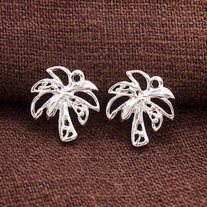 2 of 925 Sterling Silver Palm Tree Charms 12x13mm . , Polish Finished.  :tm0172