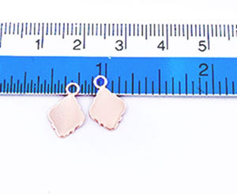 2 of 925 Sterling Silver Rose Gold Vermeil Style Moroccan Style Drop Charms 8x11mm pg0351 Polish Finished