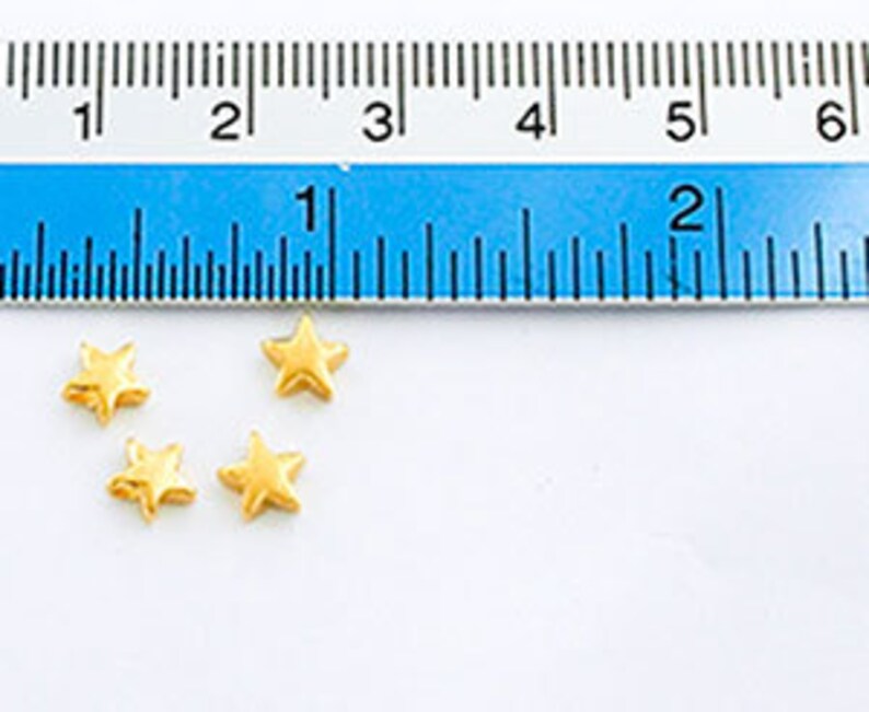 4 of Sterling Silver Gold Vermeil Style Star Beads 5mm :vm0859