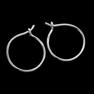 4 pairs of 925 Sterling Silver Circle Hoop Earrings 15mm. :tk0136