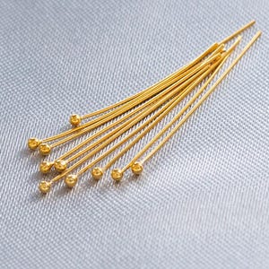 20 of Sterling Silver Gold Vermeil Style Head Pins 30x0.5 mm.  :vm1132