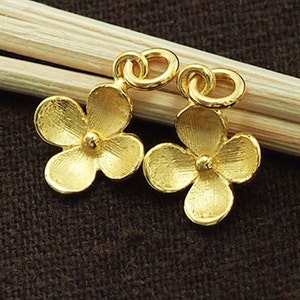 2 of 925 Sterling Silver Gold Vermeil Style Flower Charms 10.5 mm. :vm0522