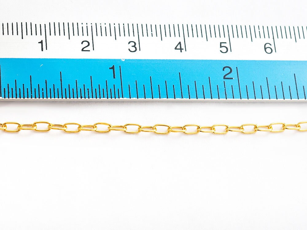 40 Inches of 925 Sterling Silver Gold Vermeil Style Chain 2x4 Mm ...
