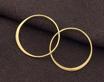2 of 925 Sterling Silver Gold Vermeil Style Circle Links, Connectors 25 mm.  Polish Finished  :vm0846