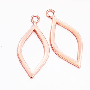 2 of 925 Sterling Silver Rose Gold Vermeil Style Marquise Drop Pendants 11x21 mm. Polish Finished  :pg0493