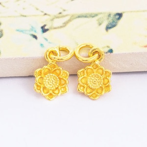 2 of 925 Sterling Silver Gold Vermeil Style Flower Charms 7 mm. :vm0967