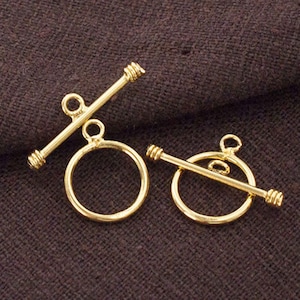 2 of 925 Sterling Silver Gold Vermeil Style Toggles 11 mm.  :vm0796