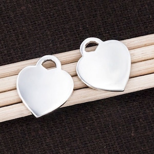 2 Stück 925 Sterling Silber Herz Charms 12 x 14 mm. :tk0088