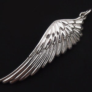 1 of 925 Sterling Silver Angel Wing Pendant 11.5x39mm. :th1740 image 1