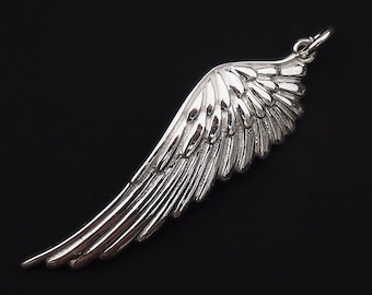 1 of 925 Sterling Silver Angel Wing Pendant 11.5x39mm. :th1740
