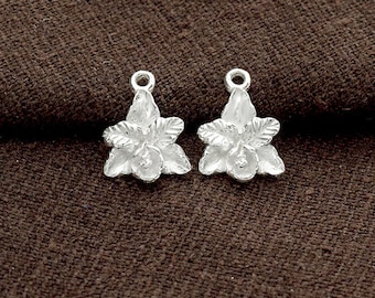 2 charms orchidées en argent sterling 925 10 x 11 mm.  :th2704