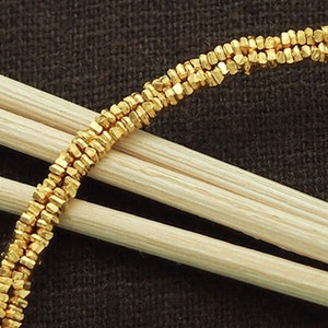 160 of Karen hill tribe  Silver Gold Vermeil Style Little Stick Beads 1.4x0.8 mm. 6 "  :vm0005