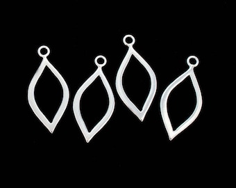 4 of 925 Sterling Silver Marquise Drop Pendants  11x21 mm. Polish Finished  :tk0096