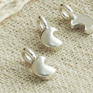 6 of Karen Hill Tribe Silver  Tiny Crescent Moon Charms 4.5x5.5 mm. :ka3984