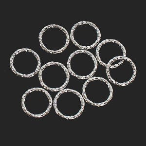 10 of 925 Sterling Silver Diamond Cut Circle Links, Connectors  8mm.   :th2604