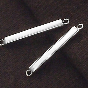 2 of 925 Sterling Silver Rectangle Bar Links, Connectors 2.5x20mm. Polish Finished  :tk0071
