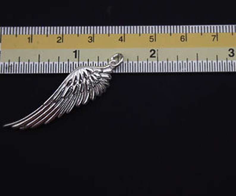 1 of 925 Sterling Silver Angel Wing Pendant 11.5x39mm. :th1740 image 4