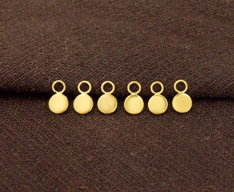 925 Sterling Silver 24K Gold Vermeil Style 10 Ball Charms 3 mm.