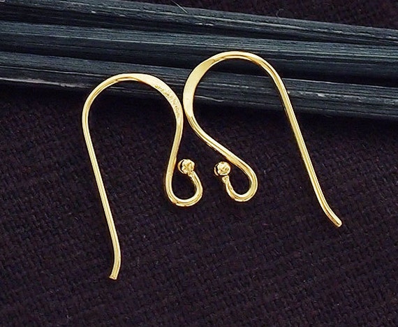 2 pairs of 925 Sterling Silver Gold Vermeil Style Earwires 9x19 mm.