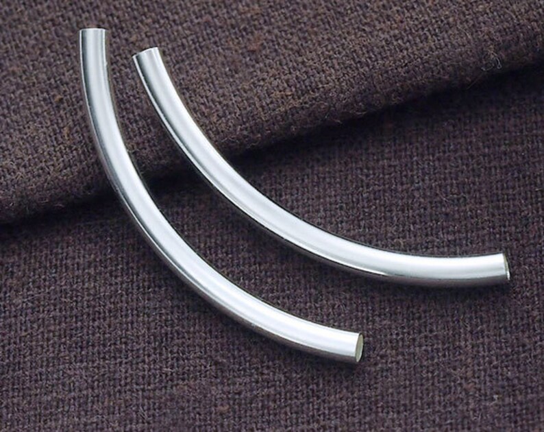 4 of 925 Sterling Silver Long Curved Tube Beads 3x40 Mm. Etsy