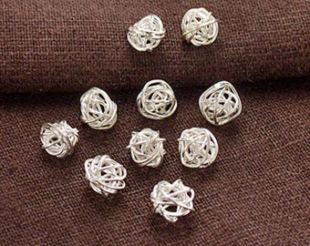 10 of Karen Hill Tribe Silver Wire Ball Beads 7mm.  :ka4282