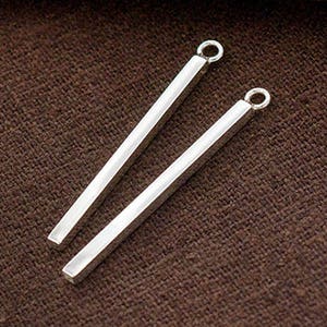 2 de dijes rectangulares de plata de ley 925 de 2 x 30 mm. :tk0173