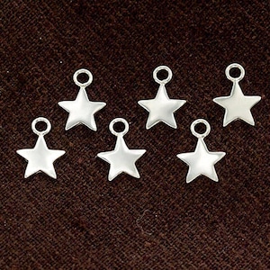 6 of 925 Sterling Silver Star Charms 8mm  :tk0189