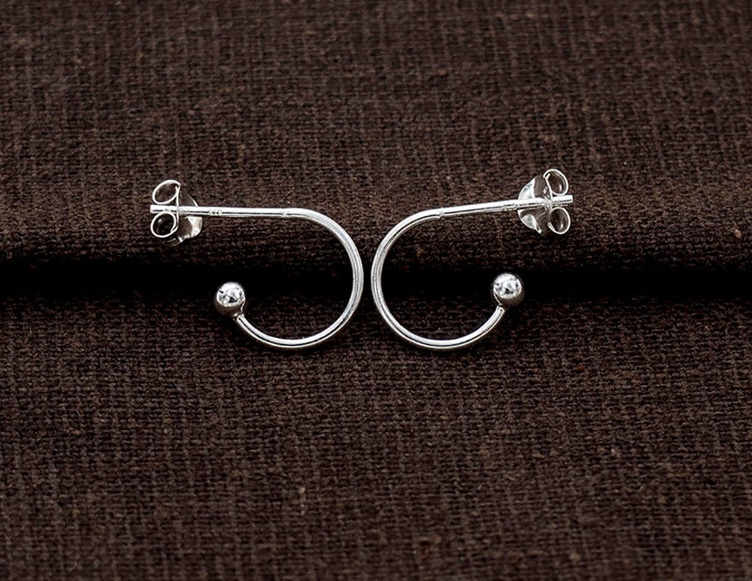 4 Pairs of 925 Sterling Silver Ball End Circle Hoop Earrings 12mm