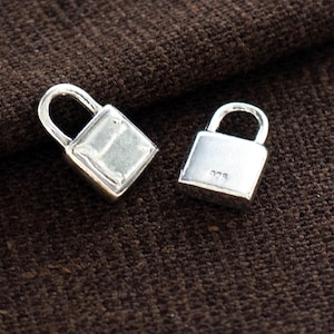 2 of 925 Sterling Silver Love Lock Charms 6.8x10.5 mm. :th2799