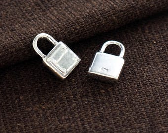 2 of 925 Sterling Silver Love Lock Charms 6.8x10.5 mm. :th2799