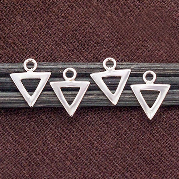 4 of 925 Sterling Silver Triangle  Charms 8.5x7.5 mm. Polish Finished . :tk0166