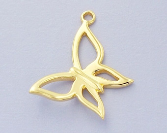 1 de 925 Colgante de mariposa estilo oro vermeil de plata de ley 14 x 20 mm: vm0563