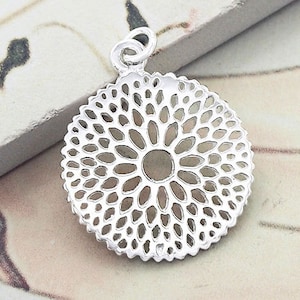 1 of 925 Sterling Silver Filigree Flower Pendant 18 mm. Polish Finished  :th2443