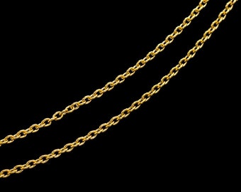 50 inches of 925 Sterling Silver 24k Gold Vermeil Style Cable Chain Necklace 1x1.5 mm. :vm1336