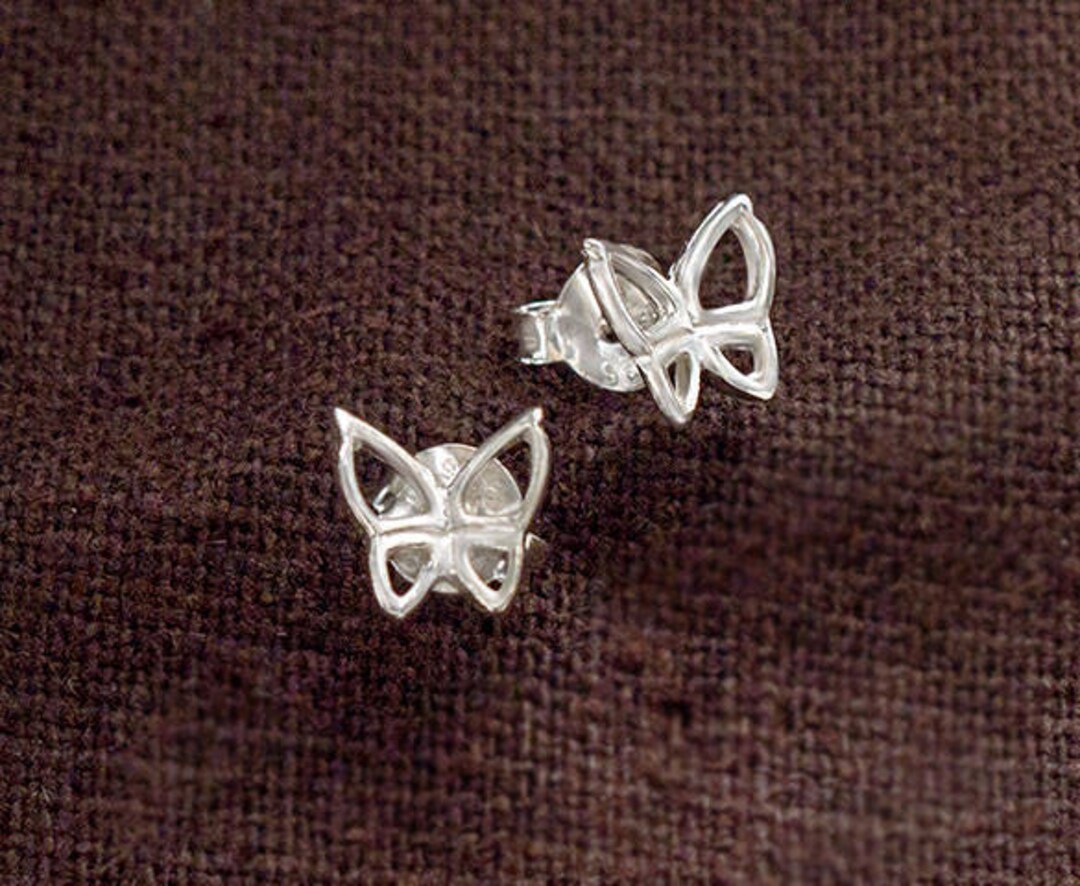 925 Sterling Silver Hollow Butterfly Stud Earrings – Elegant 3D Design, Screw Back, Italian Made