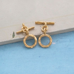 2 of Karen hill tribe Silver Gold Vermeil Style Hammered Toggles 10 mm. :vm1319