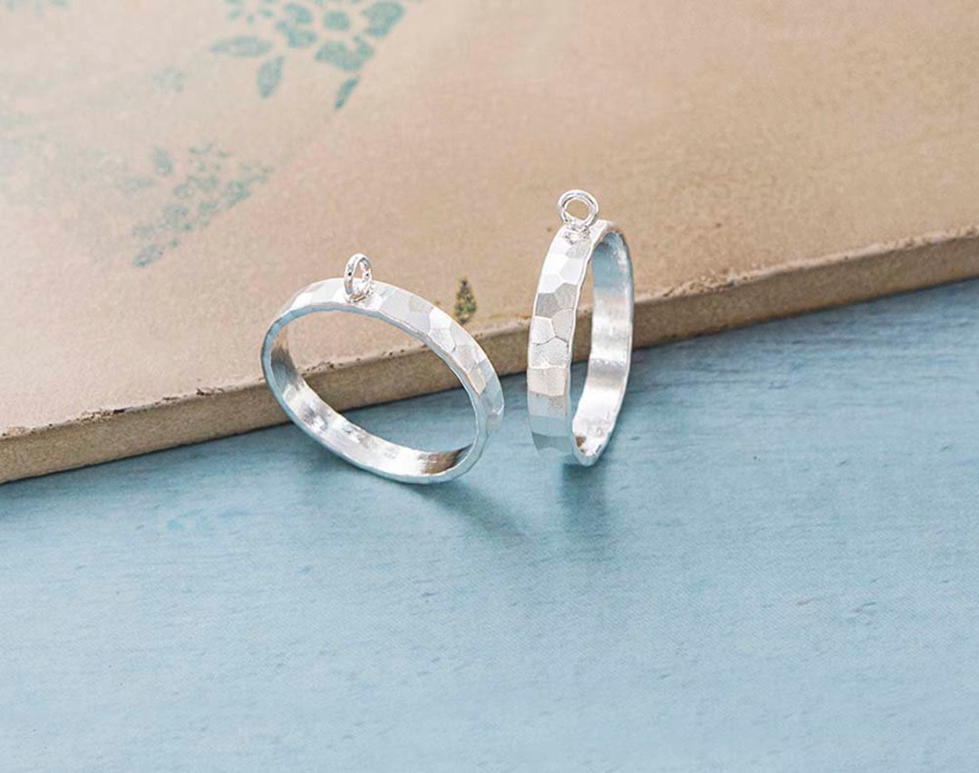 2 of 925 Sterling Silver Hammered Circle Ring Charms 18 Mm. :tk0343 - Etsy
